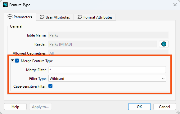 Setting a Merge Feature Type on a reader feature type